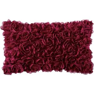 MIULEE 3D Rose Flower Pillow Cover Decorative Valentines Romantic Stereo Chiffon Aesthetic Solid Pillowcase for Girl Women Girlfriend Couch Bedroom Decor 12x20 Inch Red