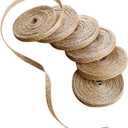 6 Rolls Burlap Ribbon Natural Burlap Fabric Ribbon 1/4 inches Tan Jute Linen Ribbon Rolls for Gift Wrapping Bows Making,DIY Crafts,Party Decoration (5 yard x 6 Roll, Beige)