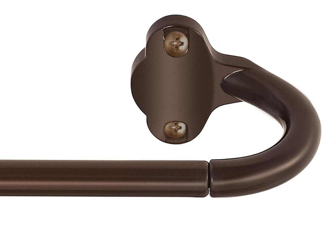 Bronze Wrap Around Curtain Rods:5/8 Inch Blackout Adjustable Window Curtain Rod for Bedroom Kitchen Apartment Renter Friendly,Room Darkening Curved Drapery Rods Easy Install, Antique Brown 28-60"