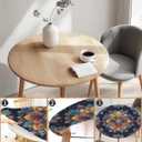 Round Tablecloth Stretch Round Fitted Tablecloth with Elastic, Boho Waterproof Table Cloth for 42"-46" Round Table, 48Inch