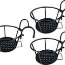 Iron Art Metal Railing Flower Pot Hanging Basket for Indoor Pot Holder Hanger 3 Pack Outdoor Plants Perfect for Porches and Patio Decor (Black)