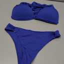 SweatyRocks Women's Ring Linked Halter Push Up Bikini Swimsuit High Stretch Bathing Suit Swimwear Set Swimming Suit Two Piece (Medium, Royal Blue)