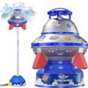 UFO Water Rocket Sprinkler for Kids Yard, LED Light-Up Summer Water Rocket Launcher for Kids Outdoor Play Water Toys & Birthday Gift for Girls Boys Age 3-12 Year Old (Silver)