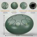 Rain Drum for Outside Garden, 6 Inches 8 Notes Steel Tongue Chakra Drums, Waterproof Meditation Rain Chime, Musical Instruments for Adult Gift with Bag, Music Book, Drum Mallets (Green)