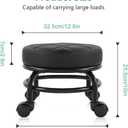 FURWOO Low Roller Seat PU Leather Rolling Stool with Wheels for Manicure, Mechanic,Home Office, Garage Shop Black