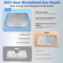 Upgraded 480T Windshield Sun Shade Custom Fit Toyota Tacoma 2016-2023 2024 2025, 5-Layer Car Front Sunshade, Cotton Spunlace Nonwoven Fabric, [OEM Design, 100% Sun Blockage] Heat UV Protection