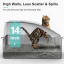 Stainless Steel Litter Box | XXL Deepened 8" Design Enclosed Box with Lid for Big Cats | High Sided, Anti-Urine Leakage | Non-Stick Bottom & Includes Litter Mat & Metal Scoop