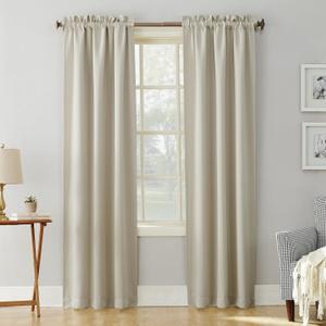 Sun Zero Easton Energy Saving Blackout Rod Pocket Curtain Panel, 40" x 84", Pearl