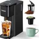 Tastyle Mini Hot and Iced Coffee Maker Single Serve, for K Cup and Ground, 6 to 14 Oz Brew Sizes, with Recipe Book, for Home, Travel, RV, Office and Dorm,Classic Black (2.0 Version)