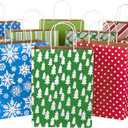 Hallmark 13" Large Gift Bag Assortment, Holiday Icons (12 Paper Gift Bags in Assorted Designs for Hanukkah or Christmas | Stripes, Polka Dots, Snowflakes, Christmas Trees)