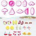 Summer Beach Polymer Clay Cutters Set Vacation Shapes Including Watermelon, Lemon, Sailboat, Surfboard & Beach Ball for DIY Earring Jewelry, Soft Clay Crafts, Scrapbooking & Miniature Decor