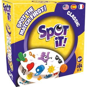 Asmodee Spot It! Classic Card Game (2024 Refresh) - Eco-Sleeve Edition, 5-in-1 Visual Perception Game for Quick Reflexes and Family Fun, Ages 6+, 2-8 Players, 10 Minute Playtime