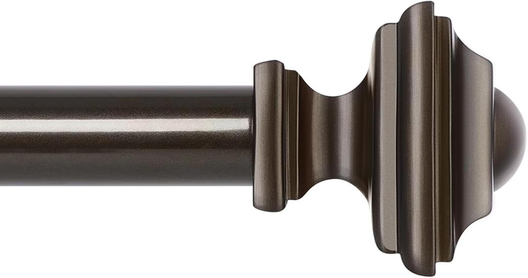 Bronze Curtain Rods 48 to 84 Inches(4-7 Feet),Decorative 3/4 Inch Diameter Drapery Rod Set with Square Finials,Size:36''-88'',Antique Bronze