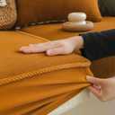 Sofa Slipcovers Stretch Couch Cushion Cover 1pc Corduroy Furniture Protector with Elastic Suitable for Armchair, Loveseat,3&4 Seat (1, Dark Orange, 28''x32'')