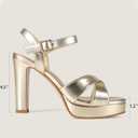 Platform High Heels for Women Strappy Chunky Heels Sandals for Women Open Toe Block Heeled Sandals with Ankle Strap Summer Dress Shoes (Gold), 7