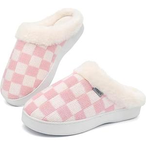UBFEN Womens Slippers Classic Plaid Winter Warm with Memory Foam Fluffy House Shoes Platform Indoor Bedroom 36-37