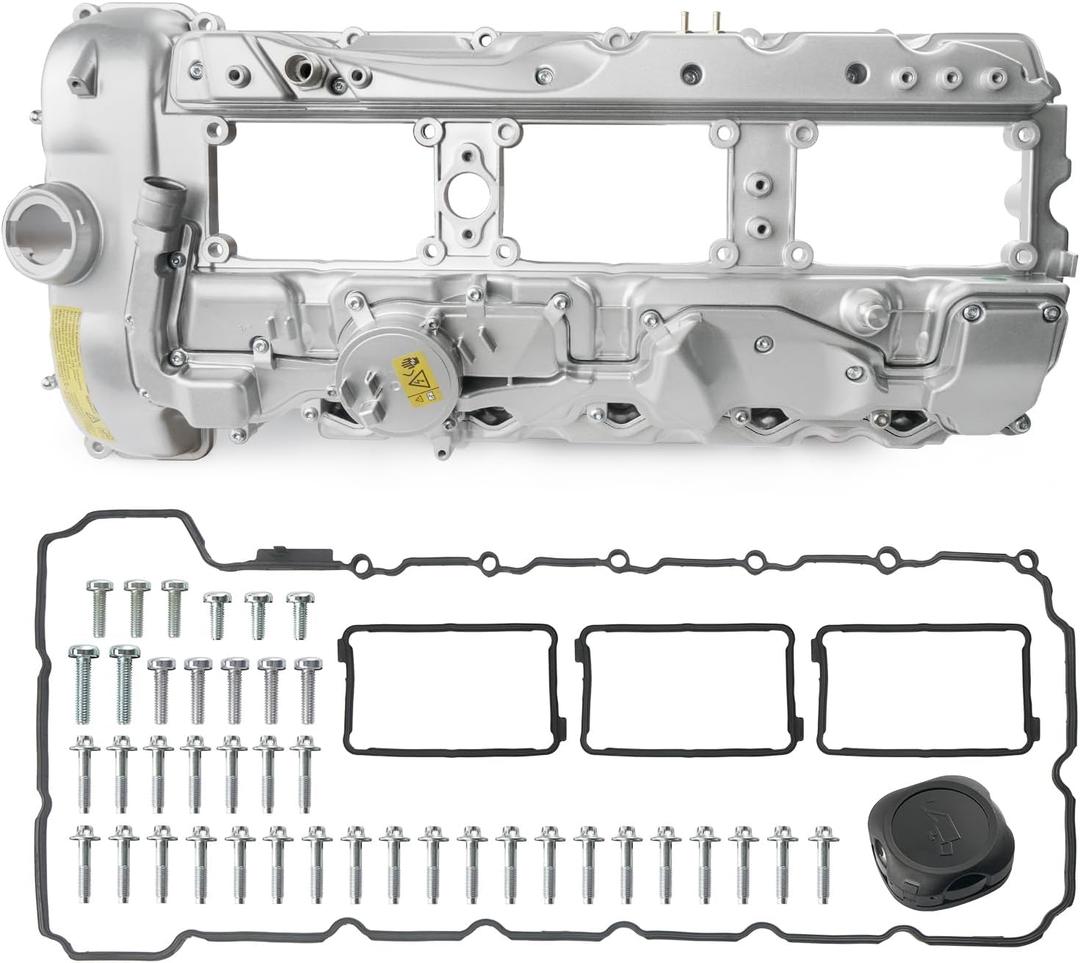 Upgraded Aluminum N55 Engine Valve Cover with Gasket & Bolts & Oil Filler Cap Compatible with 2011-2019 BMW 328i 335i 435i 530i 535i 640i 740i 135i 235i X3 X4 X5 X6 3.0L Replace 11127570292 264-937