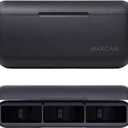 MAXCAM Power Triple Battery Charger for GoPro HERO12/HERO11/HERO10/HERO9 Enduro Battery Black