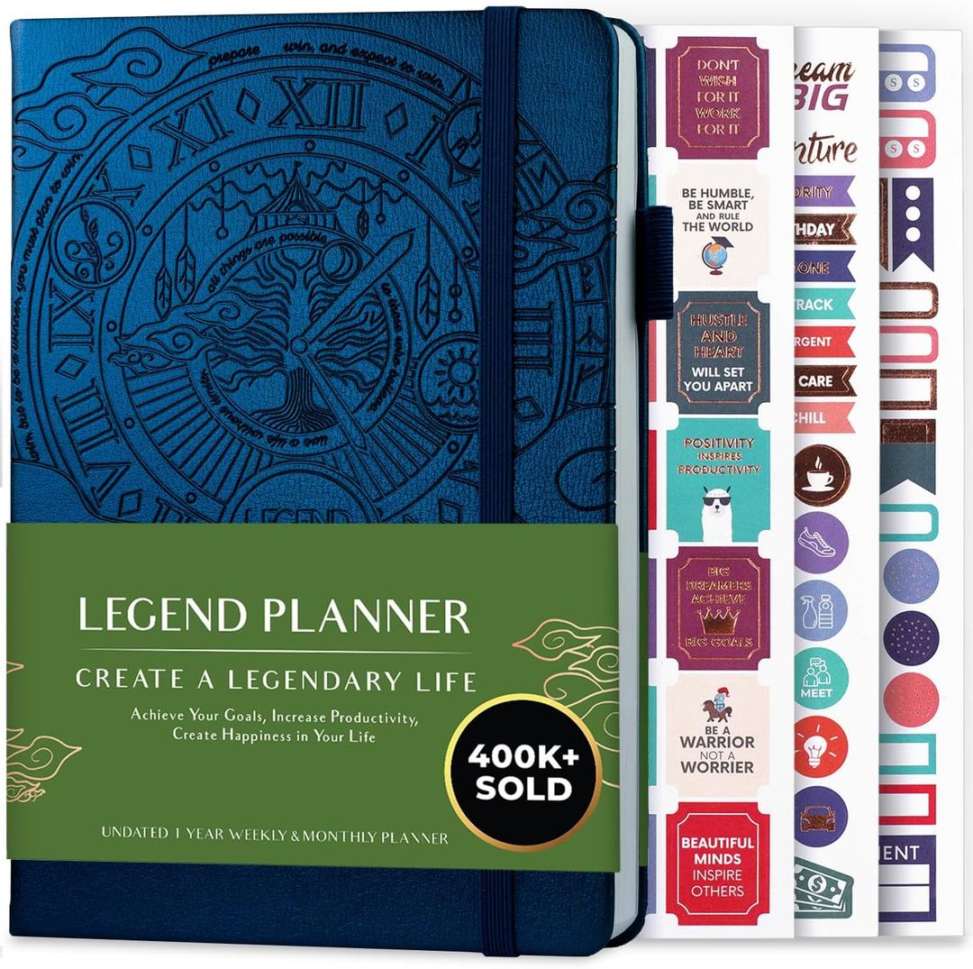 Legend Planner  Weekly & Monthly Life Planner to Hit Your Goals & Live Happier. Organizer Notebook & Productivity Journal. A5 (Mystic Blue) (A5 (5.5'' x 8.3''))