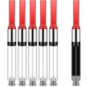 Marspark 6 Pieces Universal Fountain Pen Ink Converter International Fountain Pen Ink Cartridge Converter (Red)