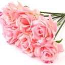 Eyamumo Fake Flowers, Faux Silk Real Touch Artificial Rose Flowers for Decoration DIY, Wedding Party, Home Office Decoration and Dining Table Centerpiece, 7Pcs (DeepPink-30cm, 30CM) (11.81'')