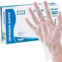 Brandon-super Food Prep Gloves Plastic Food Safe Gloves, Food Handling, One Size Fits Most Poly 500ct Clear 500 Count (Pack of 1)