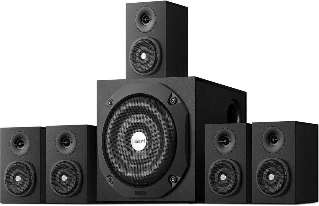 Elimavi 5.1 Surround Sound System for TV with 6.5" Powered Subwoofer