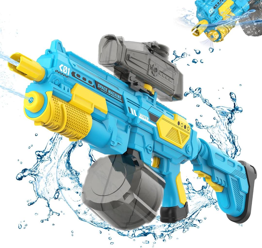 Electric Water Gun with 1350CC Large Capacity, 32FT Long Range Auto Suction Water Guns for Adults, Squirt Gun Water Blasters for Kids Adults Beach Pool Outdoor Party Water Toys Gift Blue
