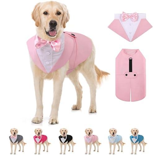 AOFITEE Dog Tuxedo Formal Dog Suit and Bandana Set, Gentle Dogs Wedding Party Suit Bow Tie Shirt, Tuxedo for Medium Dogs Costume Outfit with Detachable Bowtie Collar for Christmas Halloween Dress Up, Size M