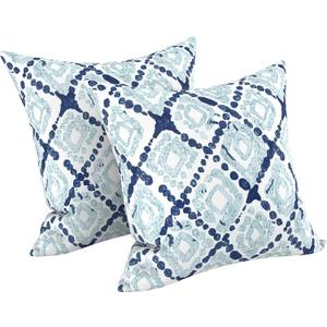 LVTXIII 2 Pack Outdoor Pillow Covers ONLY 18x18 Inch, Water-Repellent Square Decorative Cushion Covers for Patio Furniture, Garden, Sofa, Boho Geometry Blue