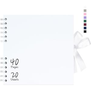 Vienrose 8x8 Inch Scrapbook Album, Small Photo Album DIY Scrapbook White Thick Kraft Paper Memory Book, Scrap Book Photo Albums for Couple Baby Wedding Family