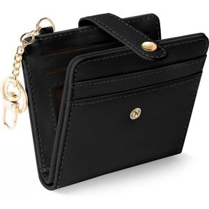 Jogjam Black Rfid Ladies Wallet, Small Slim Thin Compact Credit Card Women Wallet, PU Leather Bifold Cash Zipper Coin Pocket ID Window for Female