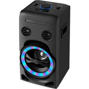 LONPOO 100W Home Speaker System, Stereo Shelf Systems with CD Player, Bluetooth Boom Boxes with FM Radio, USB/AUX Input, R/L Audio Output, Karaoke Function, Earphone Jack, LED Lights