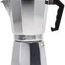 Primula Classic Stovetop Espresso and Coffee Maker, Moka Pot for Italian and Cuban Café Brewing, Greca Coffee Maker, Cafeteras, 12 Espresso Cups, Silver