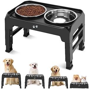 Amazon.com: COMESOON Elevated Dog Bowls, 4 Height Adjustable Raised Bowl Stand with 2 Thick 50oz Stainless Steel Food Bowls Non-Slip Feeder Adjusts to 3.7'', 9.2'', 10.75'', 12.36'' Black, (DB-W01) : Everything Else
