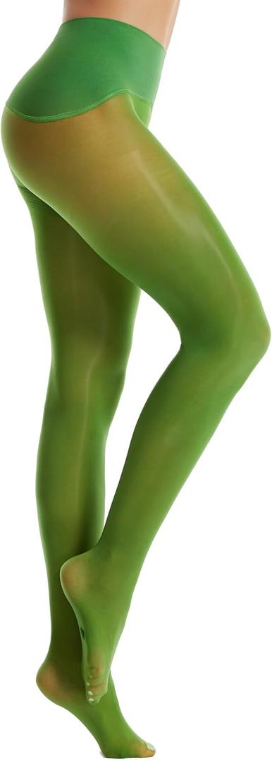 Frola Oil Shiny Stockings Pantyhose 360Seamless Crotch High Waist Smooth Tights for Women (M)