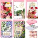 Eaasty 50 Sets Mother's Day Gold Foil Cards with Stickers and Envelopes Blank Inside Funny 5 Style Greeting Card Designs