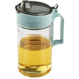 TENTA KITCHEN Olive Oil Vinegar Syrups Bottle Dispenser Cruet - 650ml(22Oz) Oil Bottle Glass With No Drip Plastic Bottle Spout And Protective Cap(Green 1PC)
