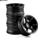 1/10 RC On Road Wheels Rims 12mm Hex Alloy Aluminum Drift Hubs for 1:10 Scale Rally Racing Car Tires Tamiya TT01 TT02 XV01 TA06 A959 PTG2 HPI KYOSHO HSP PTG2 Touring Street Tyres 4PCS (Black)