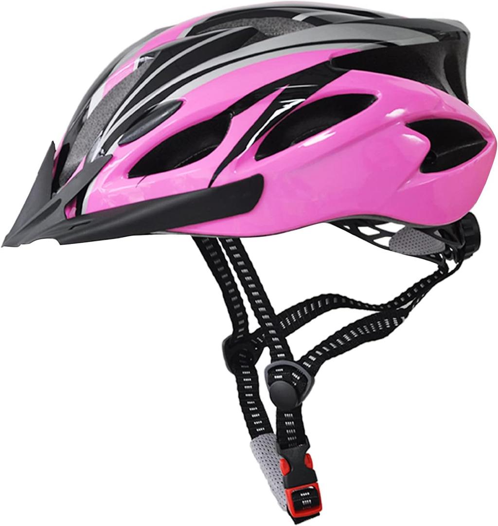 UPANBIKE Adult Bike Helmet - One-Piece Adjustable Safety Protection for Mountain & Road Bikes (Pink+Black)