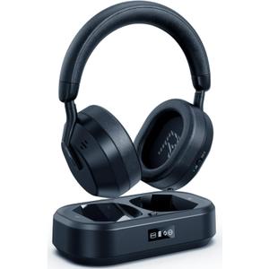 Wireless Headphones for TV with LED Display, TV Headphones Wireless for Seniors with Transmitter Charging Base, No Audio Delay Bluetooth V5.3, Plug and Play, Gift for Hearing Impaired (Dark Gray)