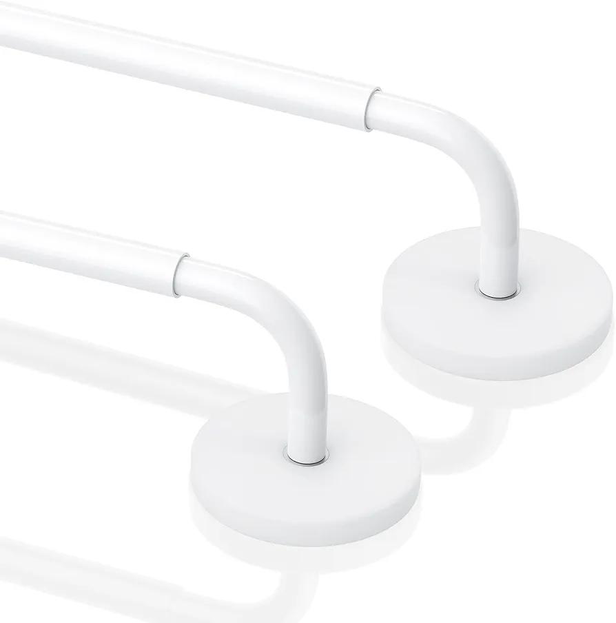 2 Pack Magnetic Curtain Rods for Metal Door, Adjustable 18 to 30 Inch Curtain Rod, 3/8" Diameter Magnet Rods for French Doors Window Cafe(White, 2Pack)