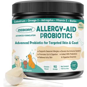 2 x ZEBORA Dog Allergy Relief - Dog Itching Skin Relief, Advanced Skin Probiotics for Dogs, Colostrum, Support Itchy Ears, Seasonal Allergies, Immune, Digestive Health, Alternative for Dog Allergy Chews