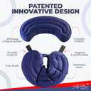 Air Bow Comfortable Travel Pillow - Airplane Pillow for Head, Neck, & Chin Rest, Inflatable & Soft Neck Pillow - Durable Material with Hygienic & Washable Cover, Easy to Inflate & Deflate (Gray)