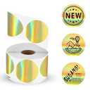 CLASSY Holographic Circle Thermal Sticker Labels, 2" Printable Golden Round Thermal Labels, Self-Adhesive Thermal Label Stickers for Logo Design- 400 Labels/ 1 Roll
