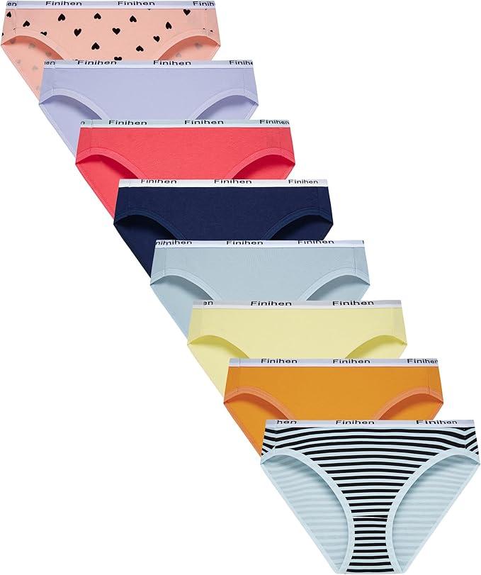 Finihen Girls Cotton Bikini Panties For Teens Hipster Briefs Toddler Underwear Comfortable Multipacks 8 prs 14 Y
