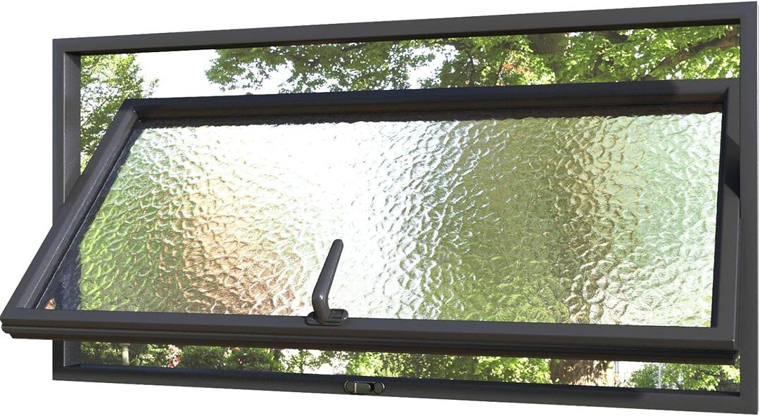 Flush Mount Rectangle Metal Window, 36 x 18" Basement Window Tempered Glass, 360 Rotatable Embedded Hopper Windows House Ventilation Replacement for Bathroom Basement Kitchen Living Room