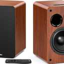 Saiyin Bluetooth Bookshelf Speakers for Record Player, Powered Studio Monitor Speaker with 5.2 Inch Woofer, Horn Tweeter and Optical RCA Inputs, Subwoofer Line Out for Turnable.