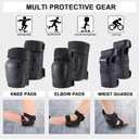Adult/Child Knee Pads Elbow Pads Wrist Guards 3 in 1 Protective Gear Set for Skateboarding Inline Roller Biking Roller Skating Cycling Outdoor Sports Black M