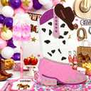 3D Pink Cowgirl Boot Piatafor Western World Theme Party Decorations, Large Glitter Cowgirl Hat & Boot Party Supplies, Let's Go Girls Birthday Decorations, Rustic Ranch Photo Props with Stick